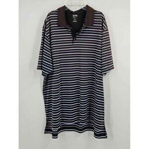 Adidas Climalite Mens Golf Polo Brown Blue Stripe Short Sleeve Shirt Sz 2XL